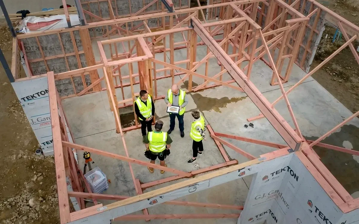 A G.J. Gardner team on a home under construction